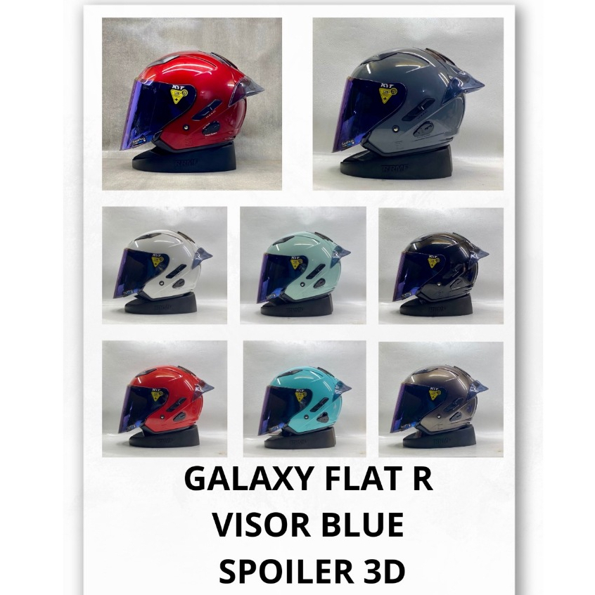 KYT HELM GALAXY SLIDE FLAT R SOLID SEMUA WARNA PAKET GANTENG KACA BLUE SPOILER 3D TERMURAH FREE SPOI