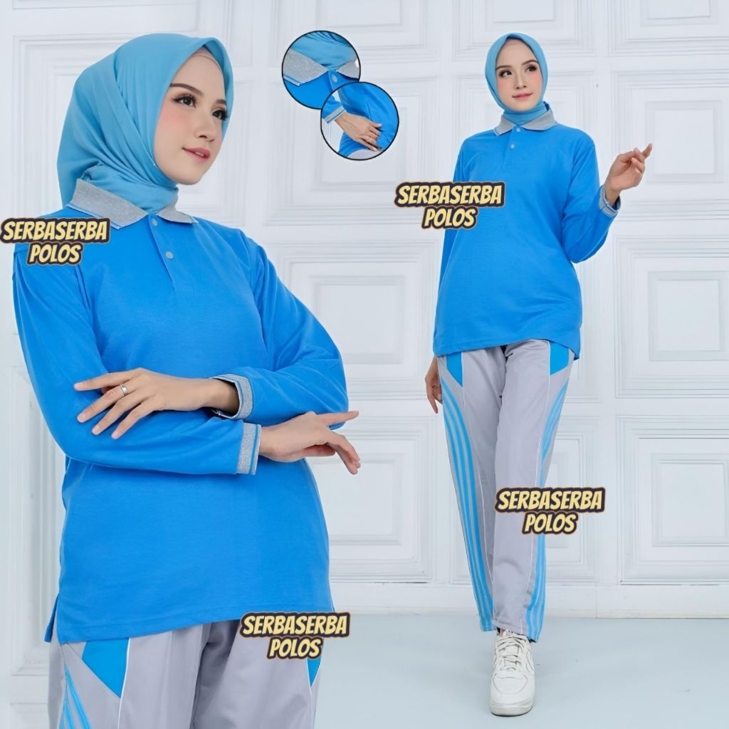 Setelan Olahraga Pria Dan Wanita / Seragam Olahraga Guru / Kaos Kerah Lengan Panjang / Kaos Pria Len