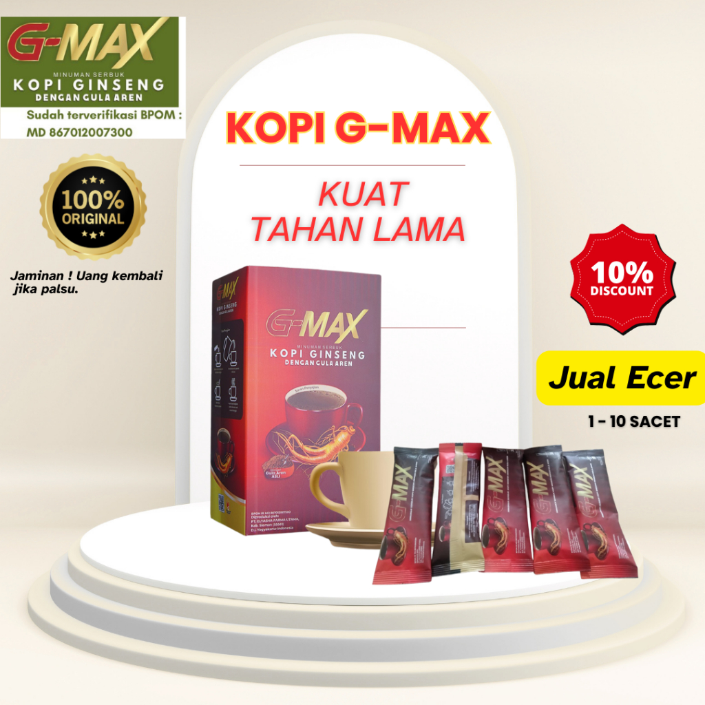 

(Jual ecer 1 sacet) Termurah! G-MAX Minuman Kopi Extra Ginseng - Kopi Gmax Ginseng Stamina - Kopi G-Max Original