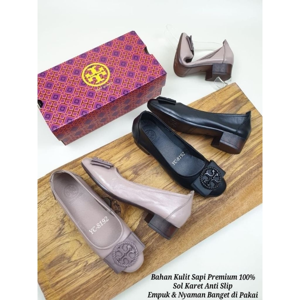 Sepatu TORY BURCH YC-8192 Logo Block Heel 3cm