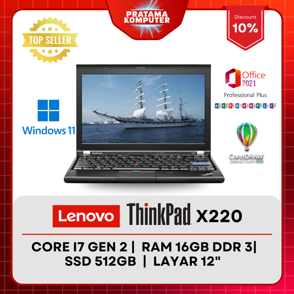 Laptop Lenovo Thinkpad x201 X220 Core i5 RAM 8 GB SSD 512 GB