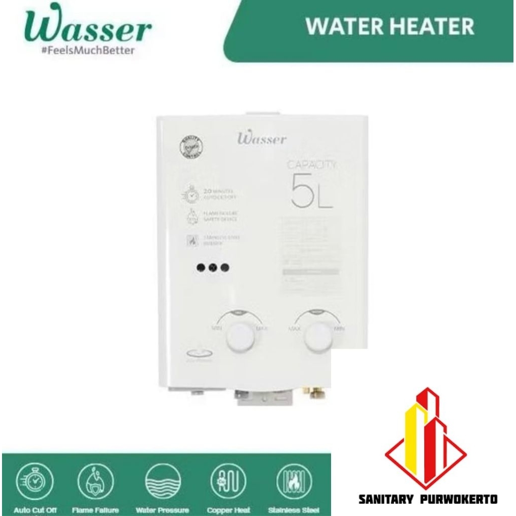 Water Heater Wasser Wh 501 A LPG (Low Pressure) Garansi 3 Tahun