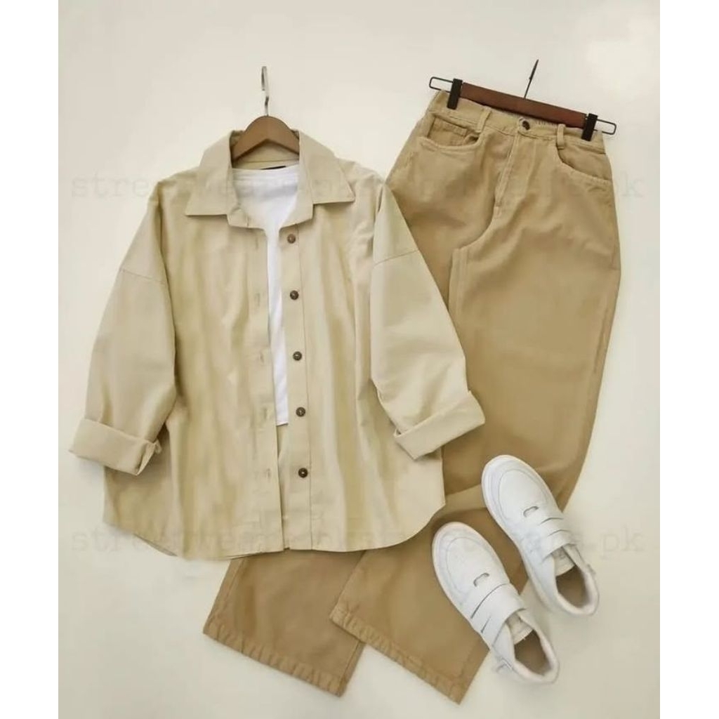 setelan kemeja set korean style _kemeja oversize wanita