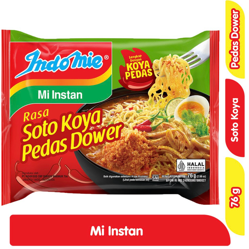 

Indomie Mi Instan Soto Koya Pedas Dower 76 g