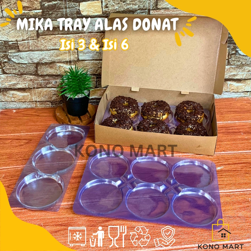 Kono Mart - Mika Tray Alas Tatakan Donat Isi 3 Lubang Isi 6 Lubang / Tray Mika Alat Donat Sekat 3 Se