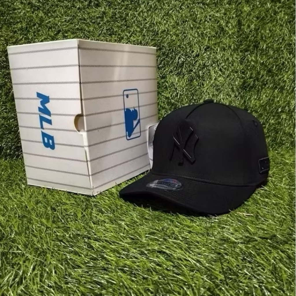 Topi BaseBall Logo Ny Plat Besi Full Hitam Premium Adjustable Uniseks