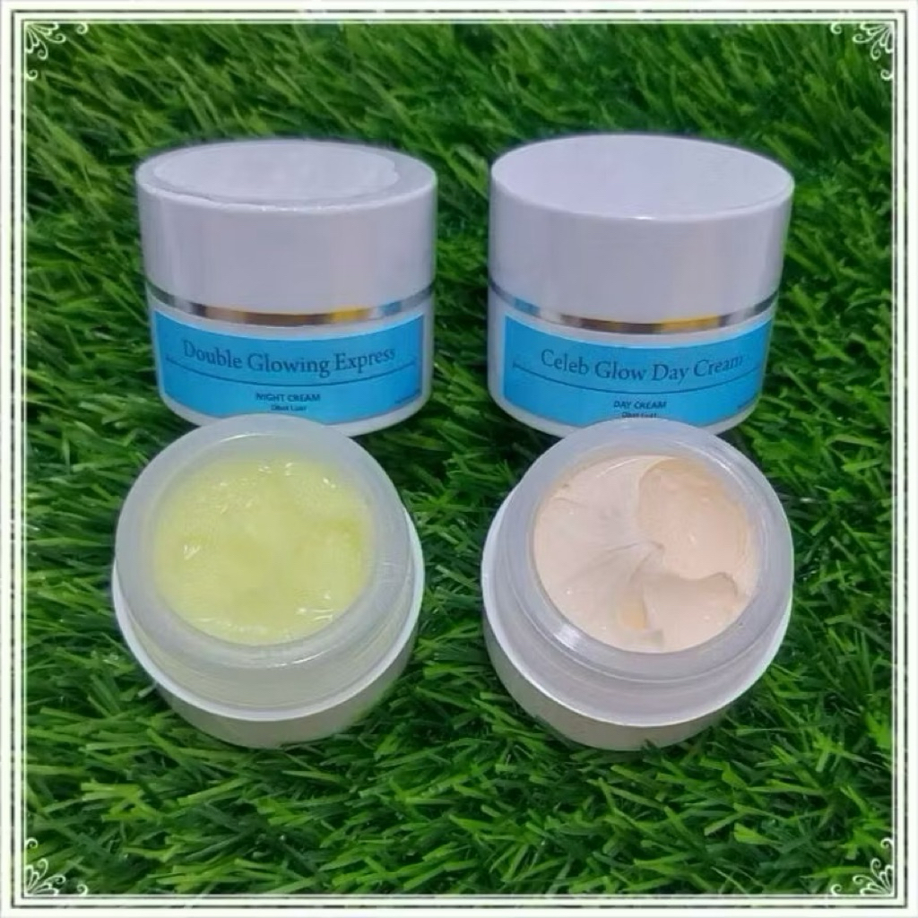 PAKET CREAM DOUBLE GLOWING EXPRESS ( ALL SKIN SIANG CELEB DAN MALAM )
