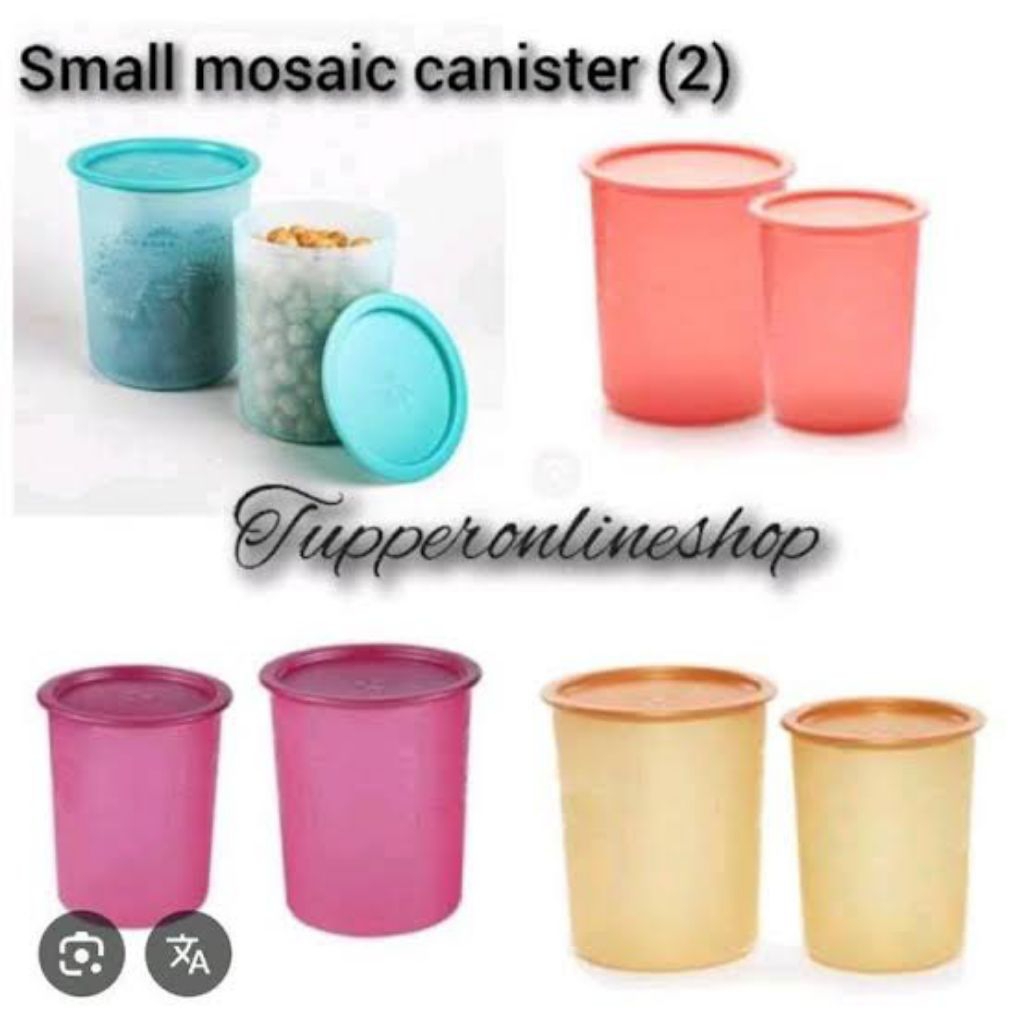 Tupperware Small Mosaic Canister Toples Cantik Kedap Udara dengan Tutup Sekali Tekan