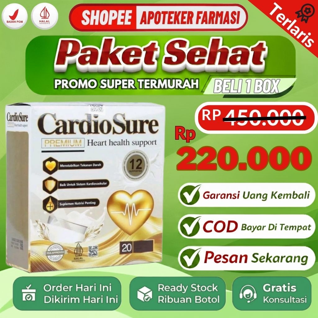 

CARDIOSURE MILK SUSU ASLI ORIGINAL OBAT HIPERTENSI STRUK JANTUNG KOLESTEROL ASAM URAT