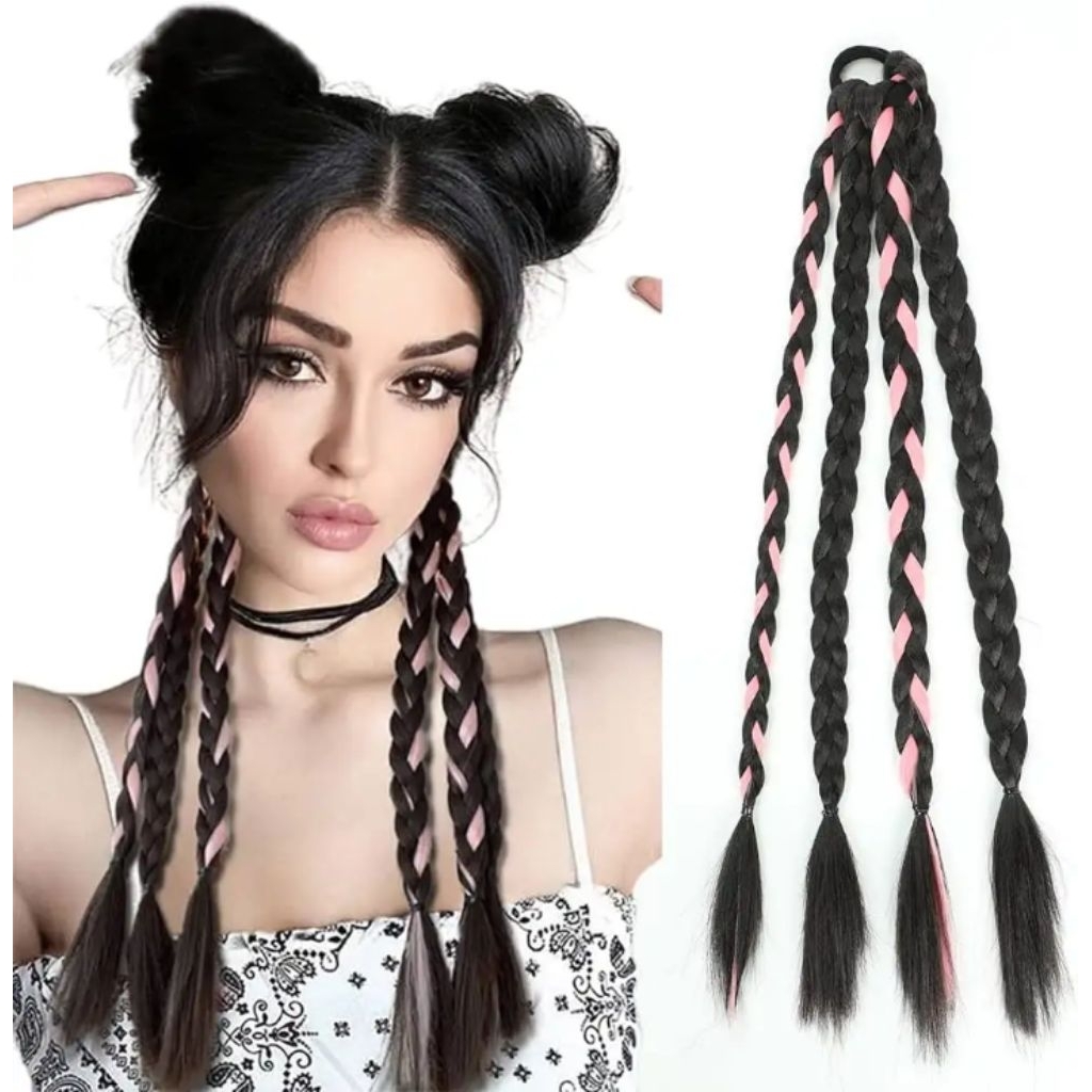 JAVATRESS Rambut Sambung Kepang Rambut Kepang Rambut Sambung Kepang Ponytail Hair Rope Ponytail Ramb