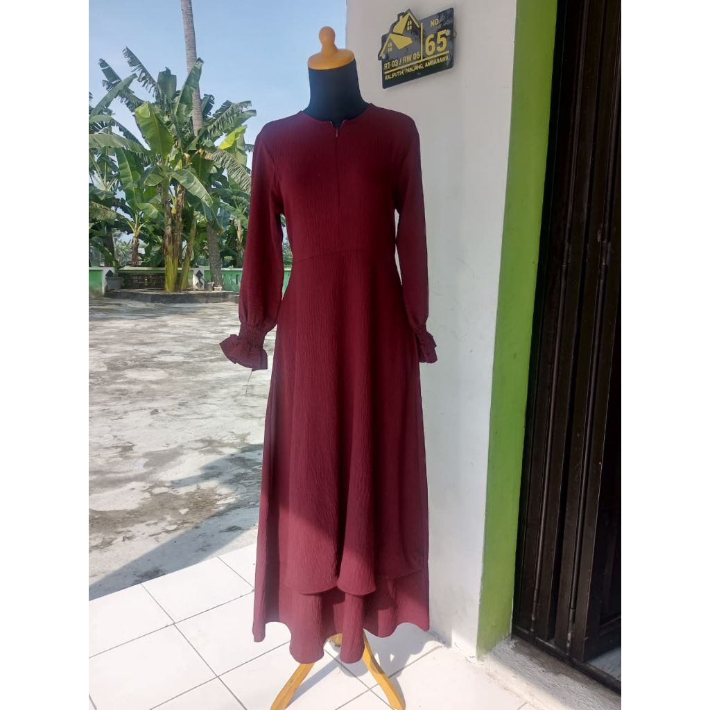 Azda Gamis Preloved warna Maroon size kecil