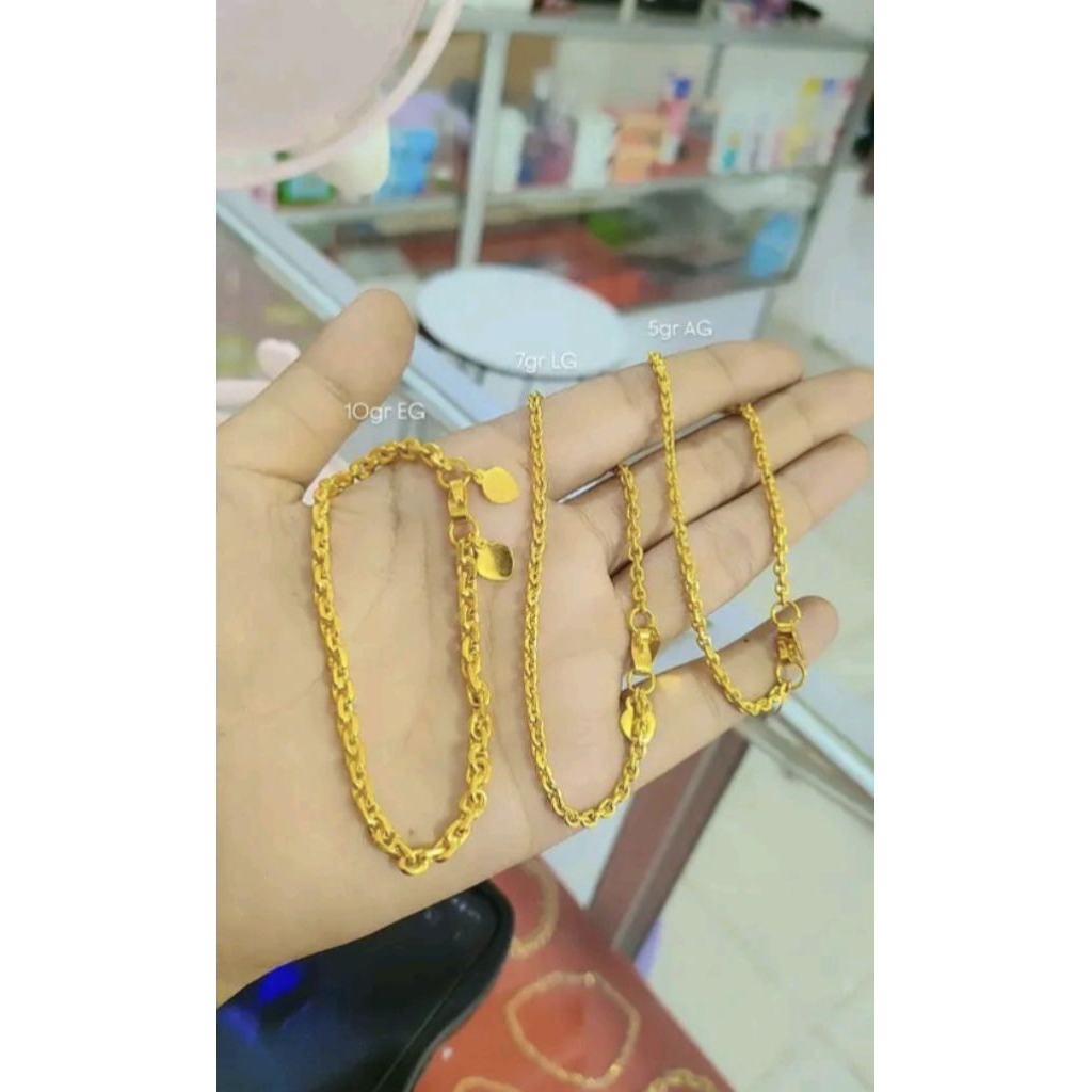 gelang rantai medan lapis emas 24k