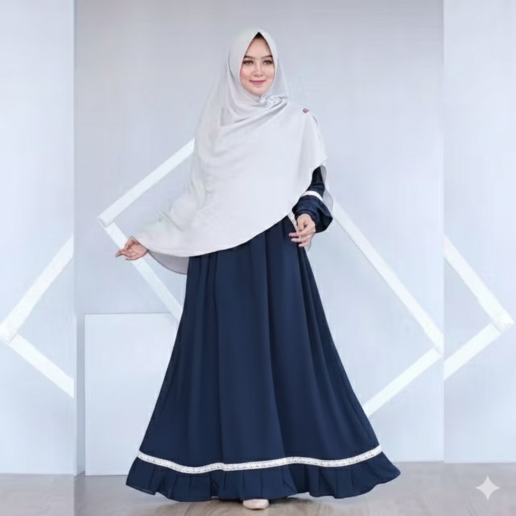 Safa Syari Gamis Modis Elegan Set Cadar- Baju Muslimah Aplikasi Renda Cantik Terkini