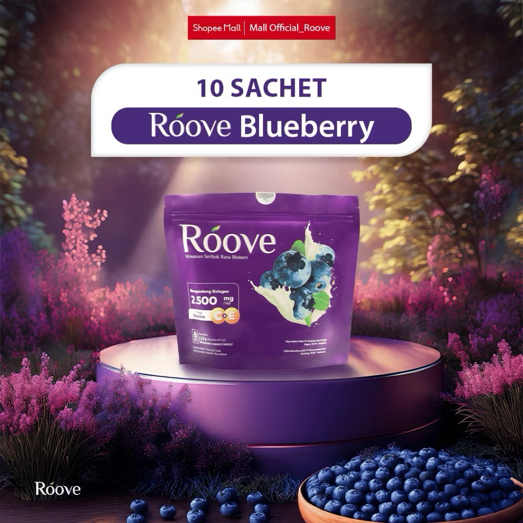 

PROMO TERMURAH!! 10 Sachet ROOVE COLLAGEN Blueberry Kolagen Sendi Rambut Kecantikan Kulit Glowing