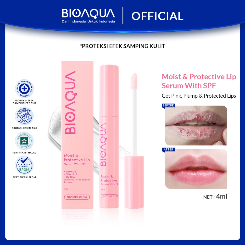 BIOAQUA Moist & Protective Lip Serum With SPF Moisturizing Berubah Warna Pink Lip Balm Lip Care Seru