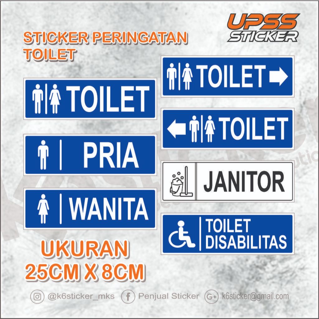 Sticker Toilet Waterproof Toilet Pria Wanita Petunjuk Arah Toilet