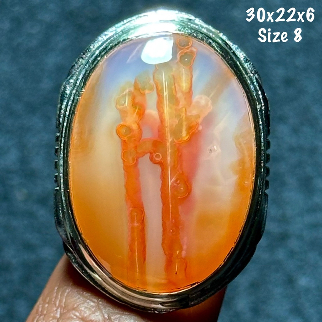 Cincin Batu Akik Natural Baturaja Sodo Lanang Susup Jarum Jumbo Kristal (asli alam)