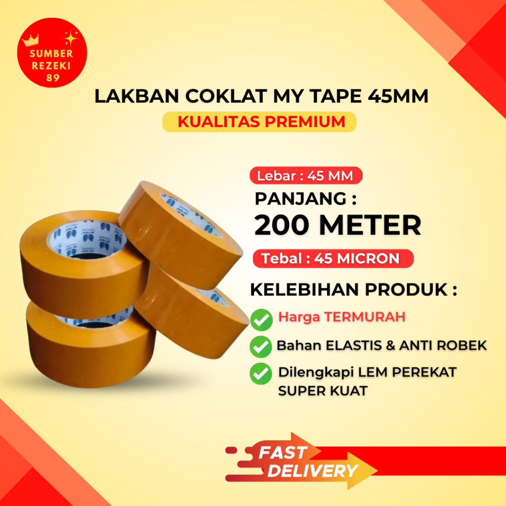 

Lakban Coklat My Tape 45mm x 200 Meter x 45 Micron
