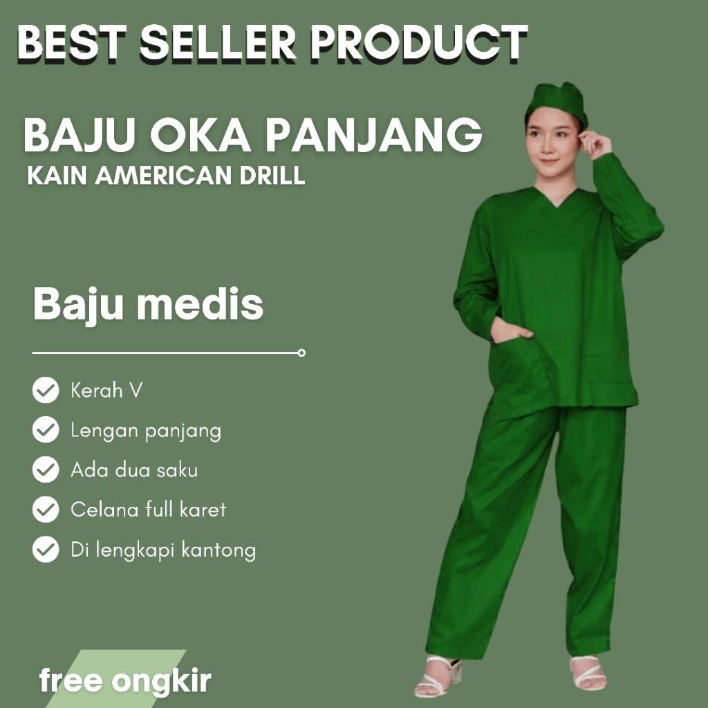 BAJU OKA LENGAN PANJANG BAJU OK LENGAN PANJANG PERAWAT MEDIS AMERICAN DRILL BAJU DOKTER JAGA MEDIS T