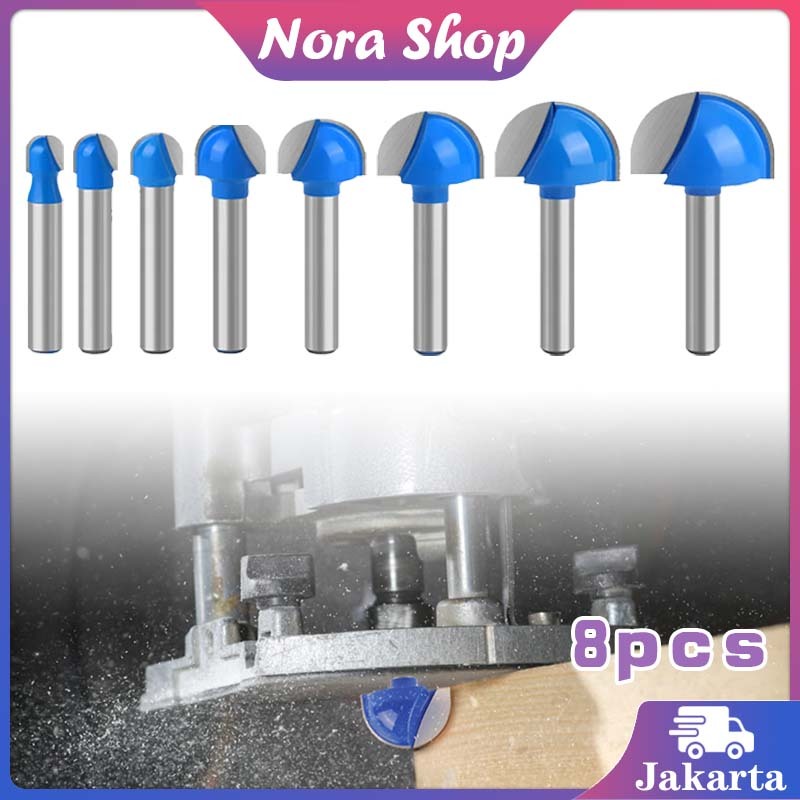 8Pcs Mata Profil Router CNC / Mata Router Kayu Round Bit / Mata Profil Router Round Bottom