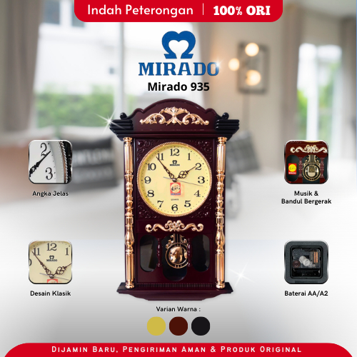 JAM DINDING MIRADO 935 MUSIK/MIRADO ORIGINAL/JAM DINDING QUARTZ/JAM DEKORASI TEMBOK