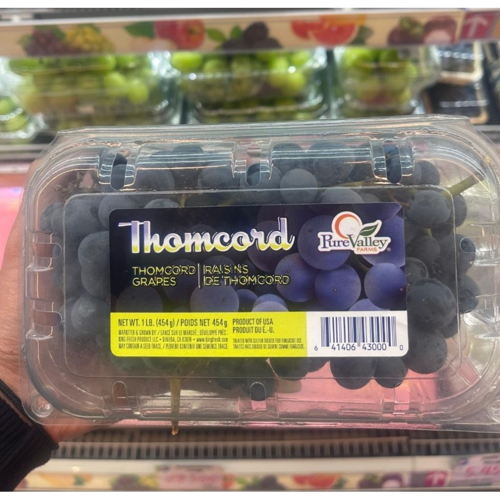 

Anggur Black Pure Valley Thomcord / Anggur Black Thomcord USA 450gram / Pack