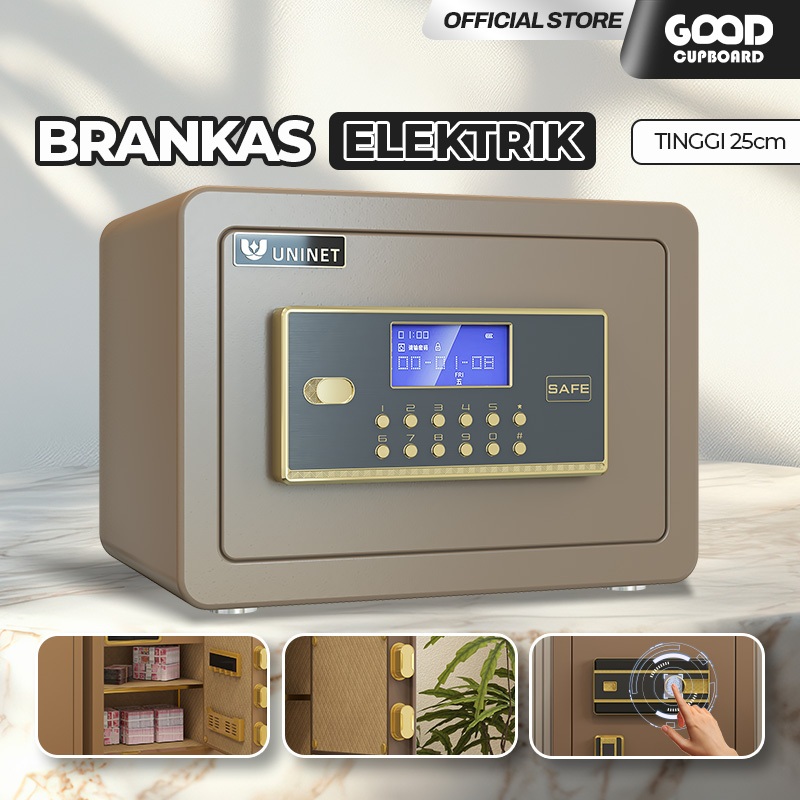 Brankas Baja Elektrik Ukuran 25cm Brankas Uang Brankas Emas dan Dokumen Brankas Pin Fingerprint