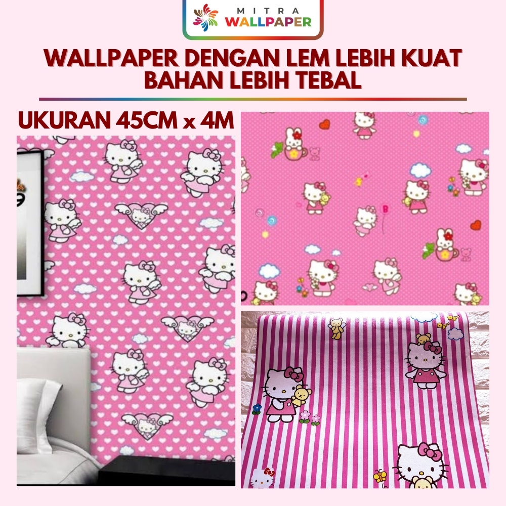 Wallpaper Dinding Hello Kitty Wallpaper Hello Kitty Wallpaper Kamar Tidur Anak Karakter Hello Kitty