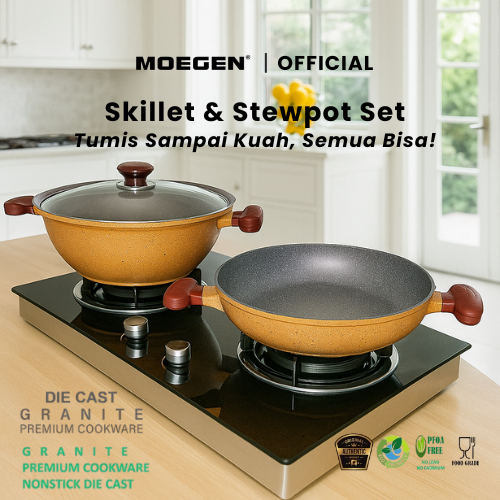 MOEGEN Skillet & Stewpot Set Granite Series Anti Lengket