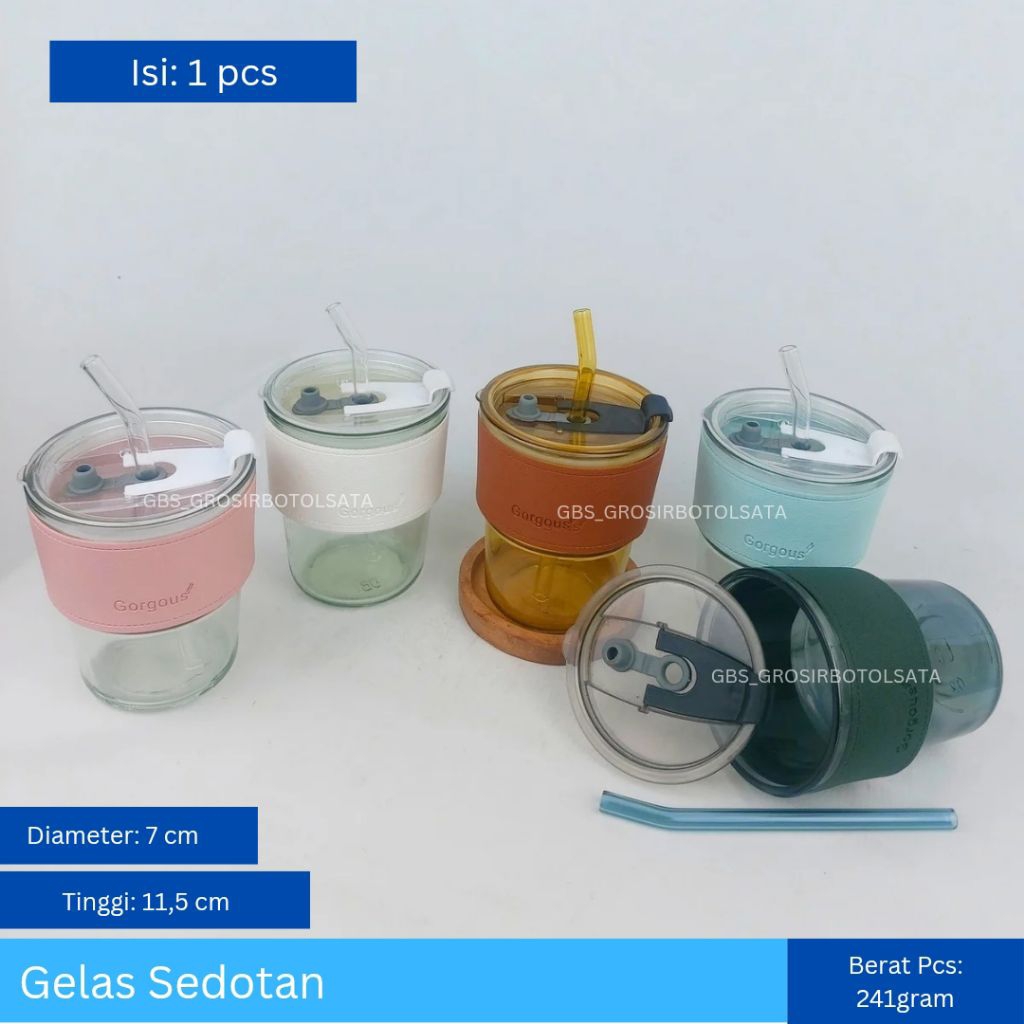 GELAS SEDOTAN NON BOX / GELAS KACA GORGOUS TANPA BOX / GELAS SEDOTAN KACA AESTHETIC