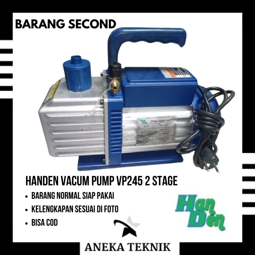 Vacuum Pump Merk HANDEN 1/2 PK 5CFM - 2 Stage - Vacuum AC 1/2 HP