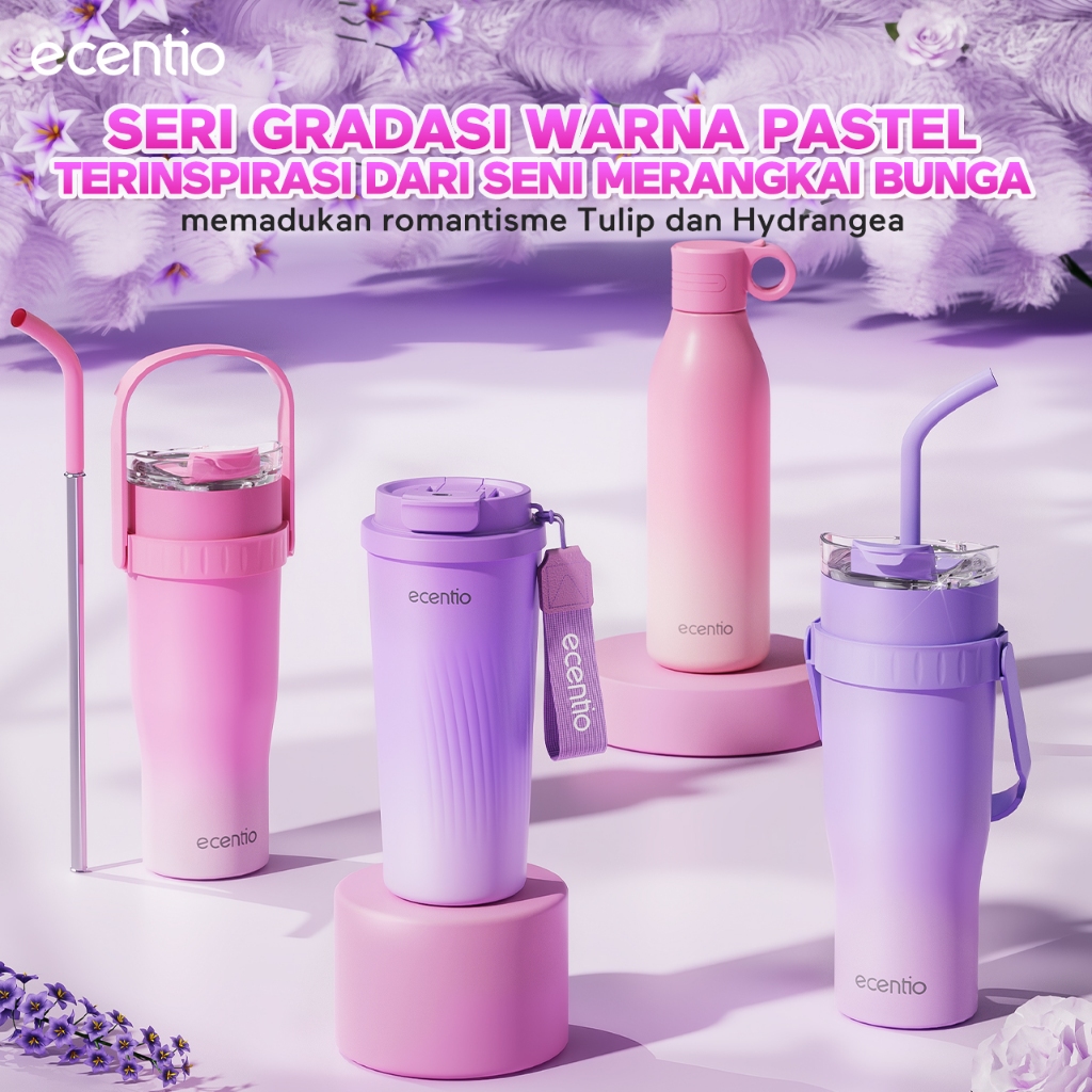 【Gradasi Warna Macaron】ecentio tumbler Thermos Stainless steel 304 Vacuum Botol minum panas dingin 2