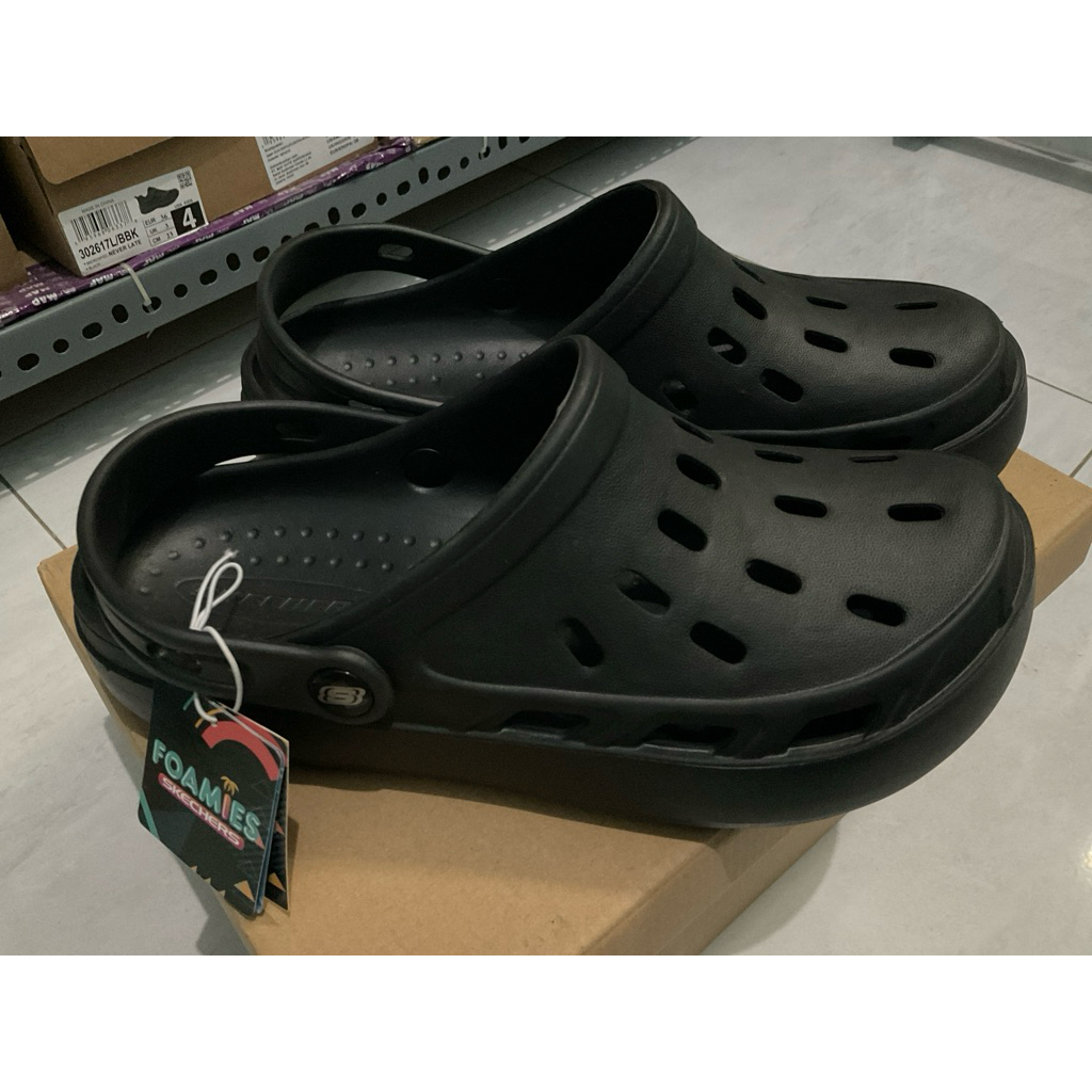 Ori Sale 70% Sandal Skechers Pria Abu Hitam-Tanpa kardus