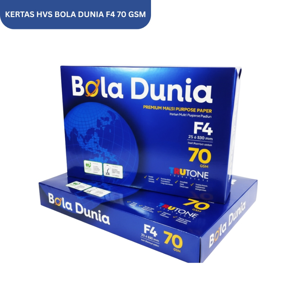 

Kertas HVS Bola Dunia F4 70 GSM Polos Multifungsi Kertas Fotokopi 500 Lembar - RIM