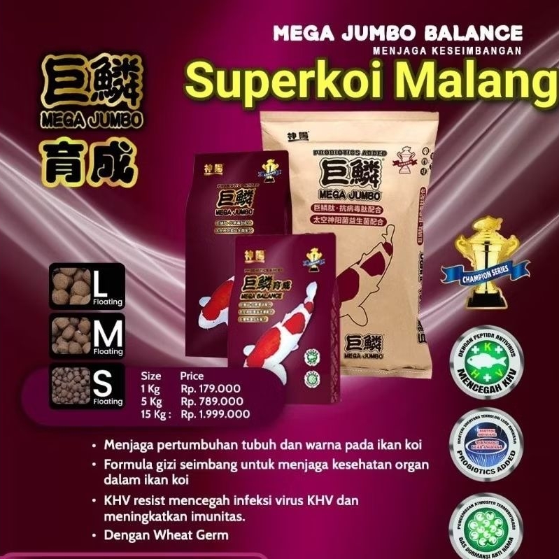 Mega Jumbo Balance 5KG Super Grow Color Warna Pertumbuhan Growth Colour Pakan Ikan Koi Import 5 KG