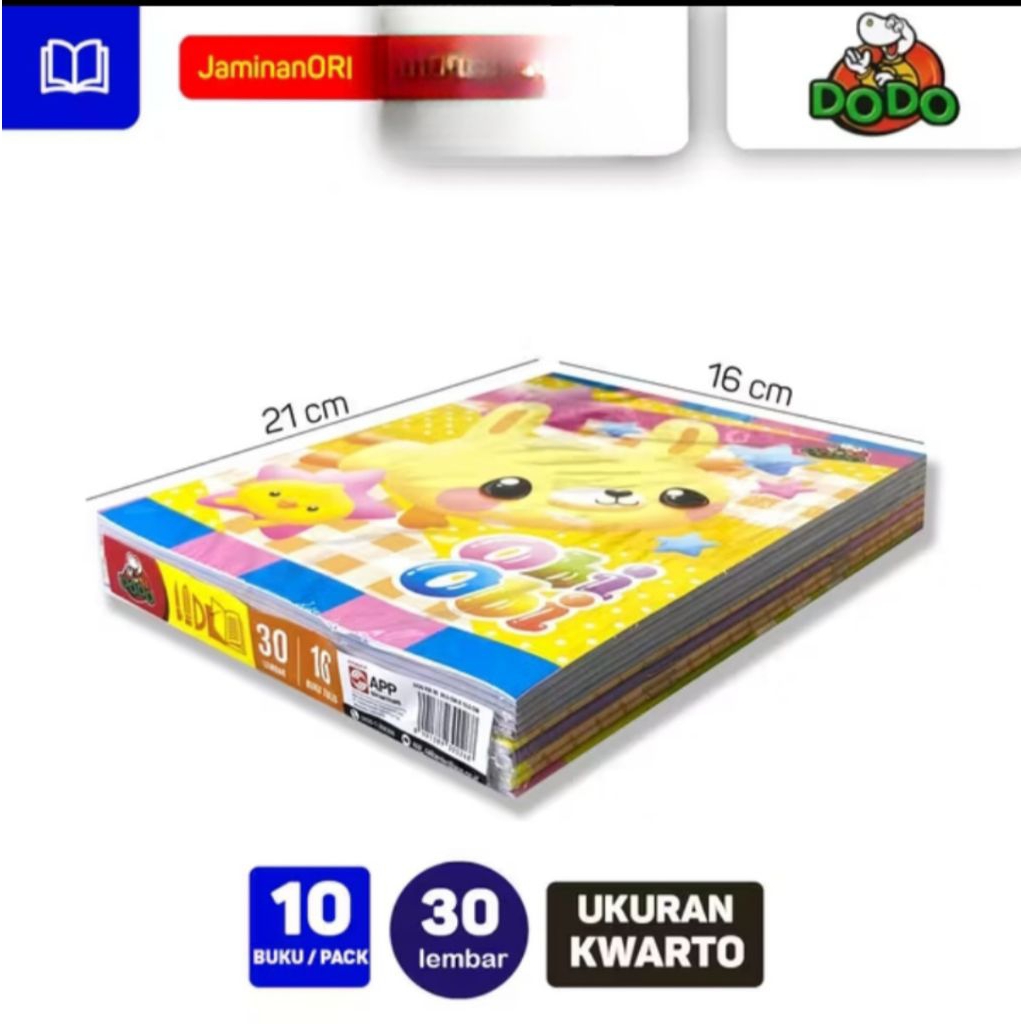 

Buku Tulis Pendek Buku Tulis DODO 30Lembar ( 1pak:10pcs)