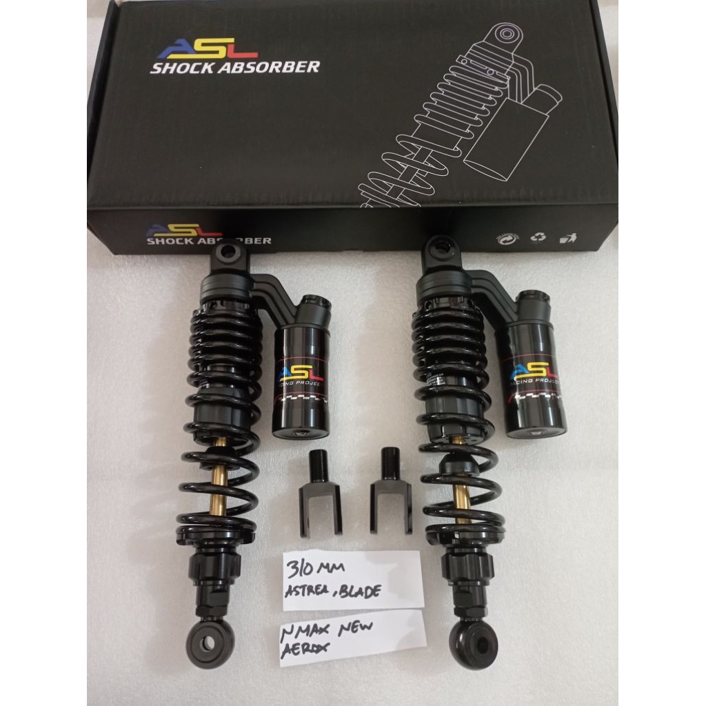 Shock ASL 310mm Aerox Nmax new Astrea Blade Black Hitam Original ASL Racing
