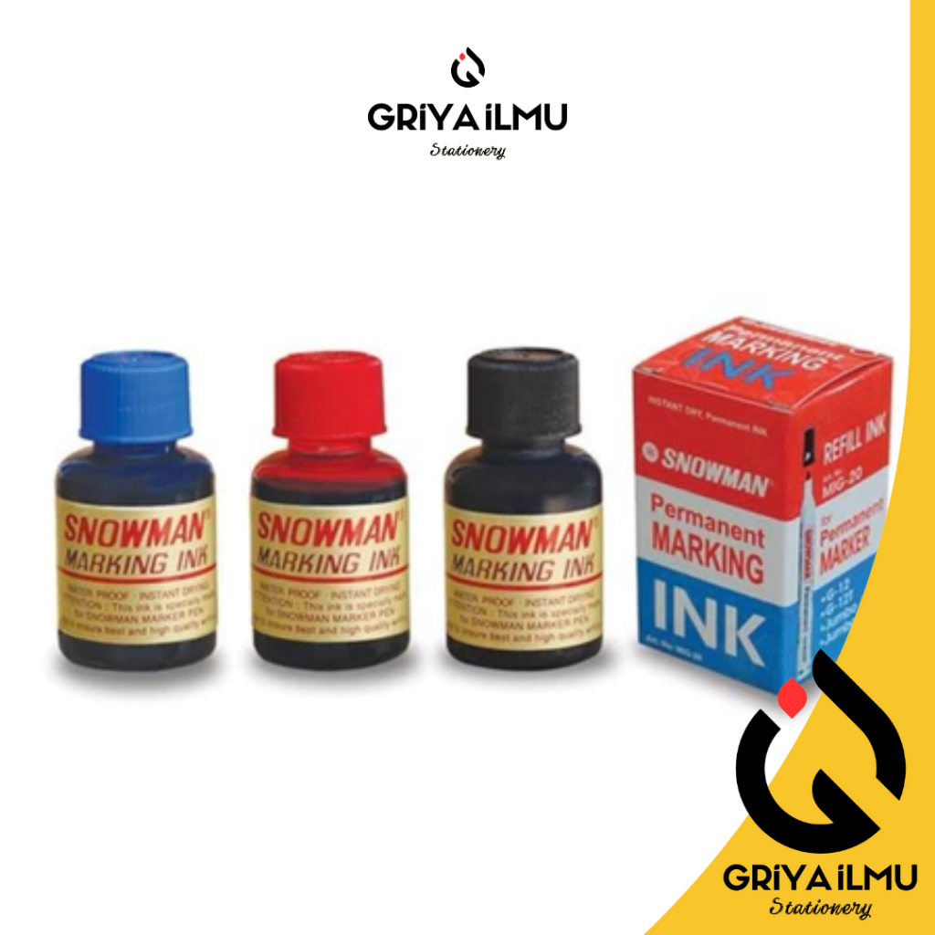 

Refil Tinta Spidol Permanent SNOWMAN Marking Ink Hitam, Biru, Hijau, Merah (0251681)/(0251682)/(0251683)/(0251684)
