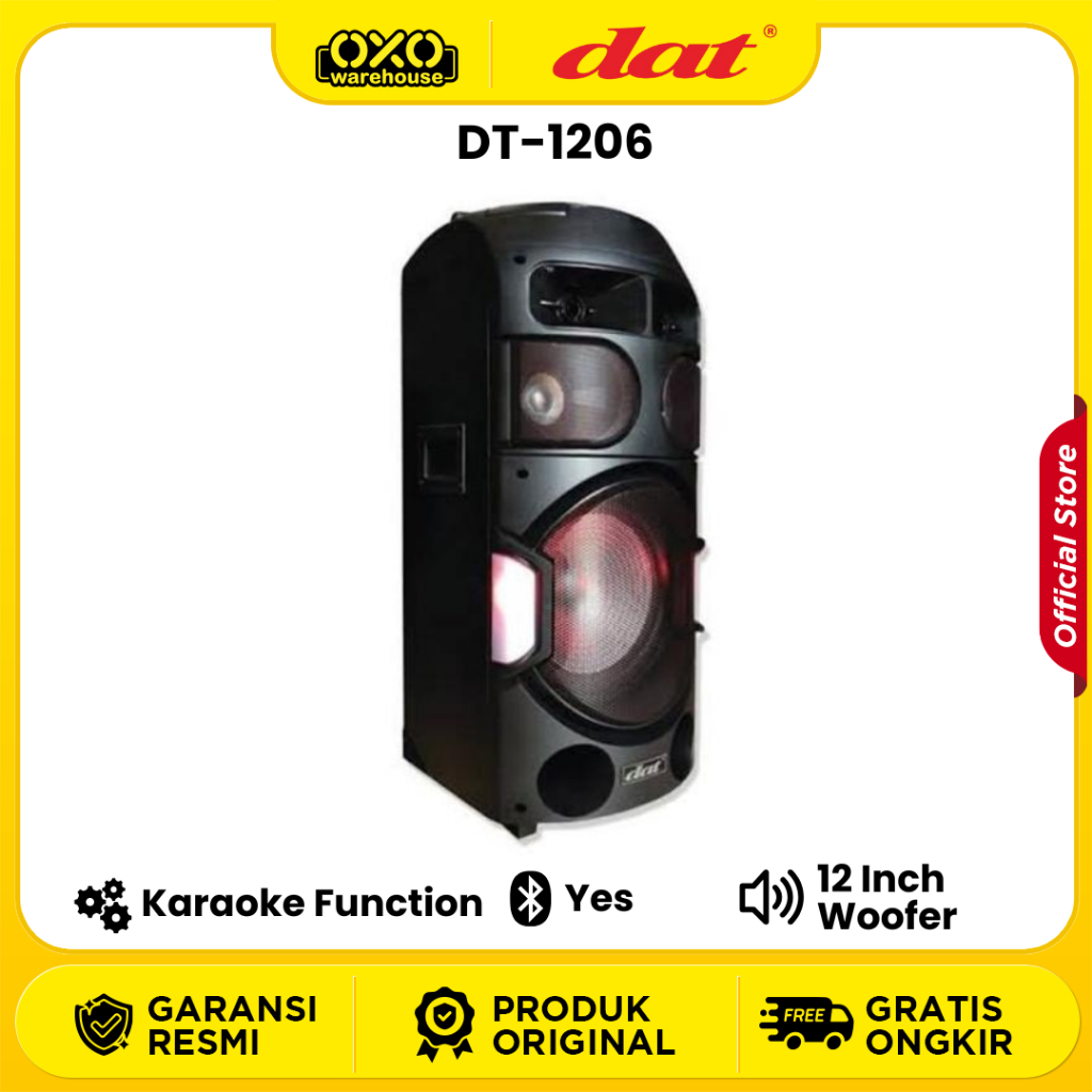 DAT Speaker Trolley DT-1206 Party Speaker Bluetooth 12" Woofer Low Watt Garansi Resmi