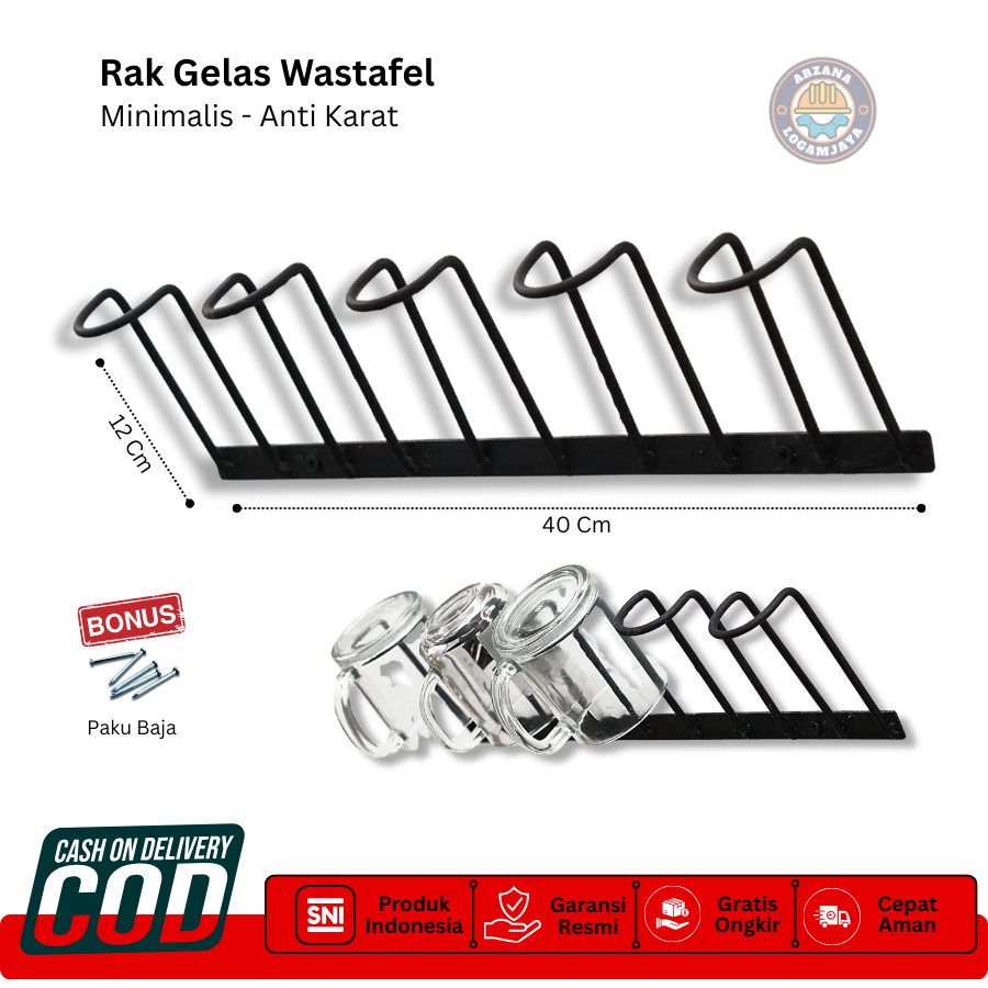 Rak Gantungan Gelas Tiris Wastafel - Tempat Peniris Gelas Wastafel