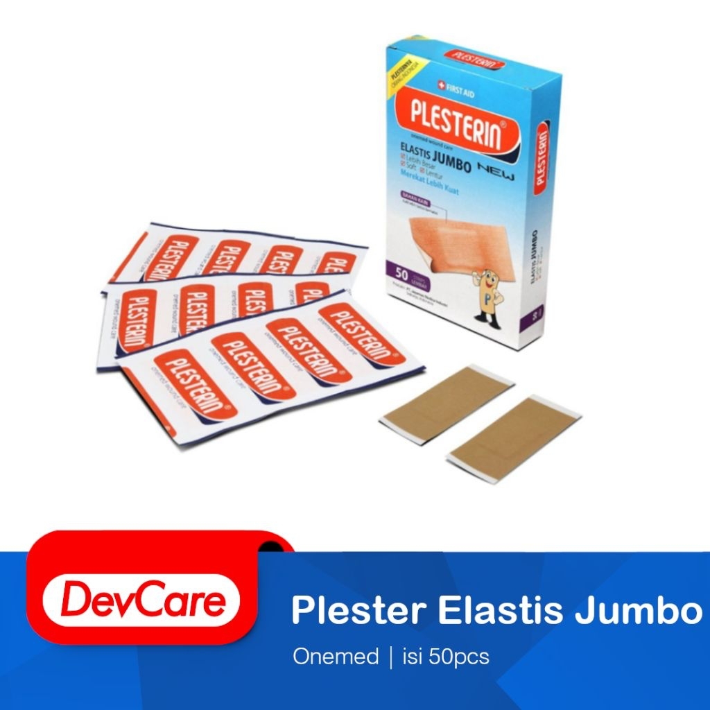 Plester Luka Coklat Sejenis Hansaplast Box isi 50 Pcs ONEMED Plesterin Elastis Jumbo