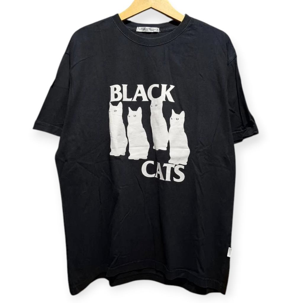 VIVASTUDIO - BLACK CATS RIPOFF BLACK FLAG T-SHIRT | KAOS | GS