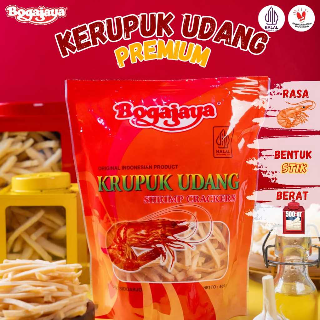 Bogajaya - Krupuk / Kerupuk Udang Merah Stick Bogajaya 500 Gr