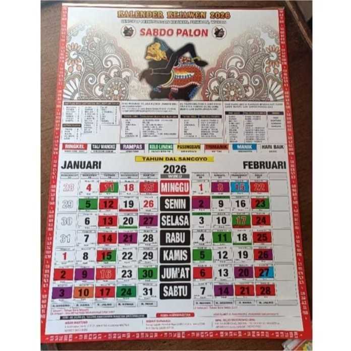 Kalender primbon jawa 2026 sabdo palon yps jumbo
