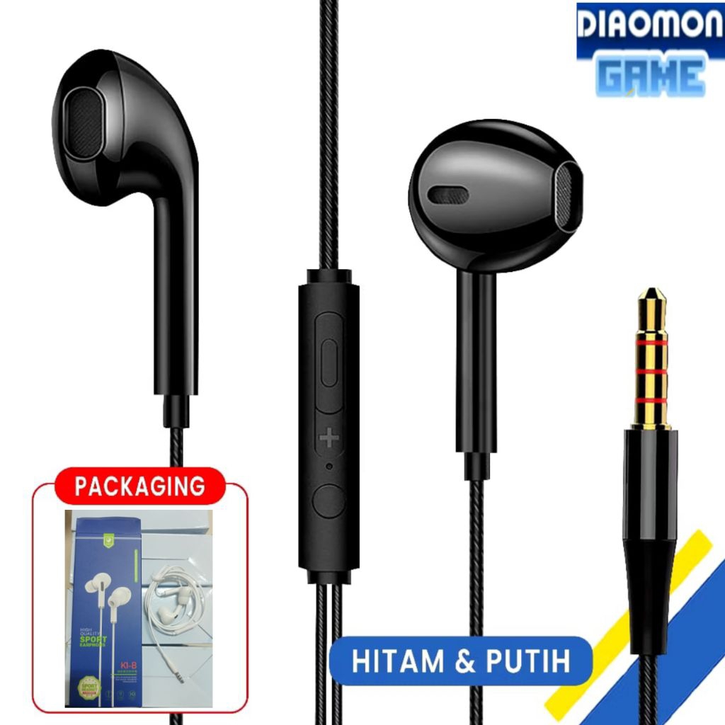 [ K1-A / K1-B ] Headset Superbass Handsfree premium Jack 3.5MM Stereo