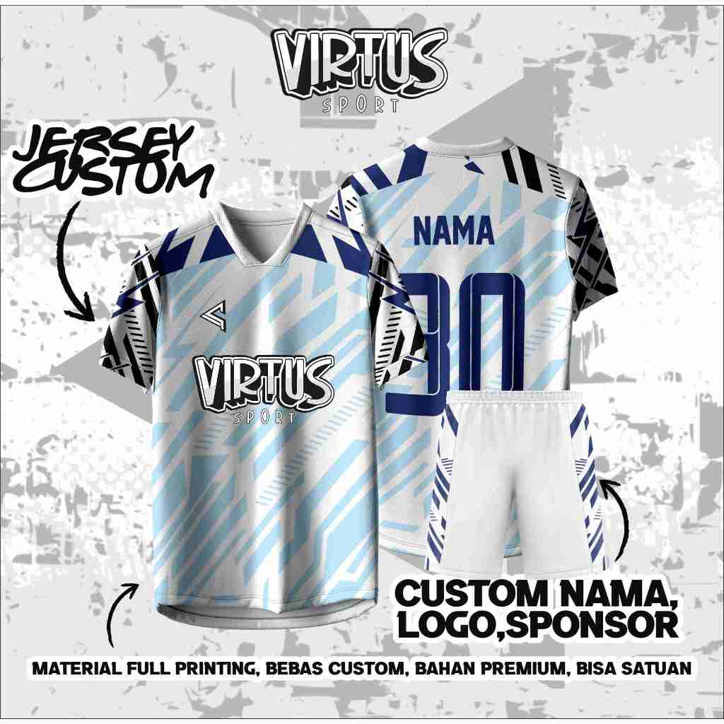 Virtus Jersey Sepak Bola | Jersey Futsal | Jersey Voli Custom Free Name Set | Jersey custom