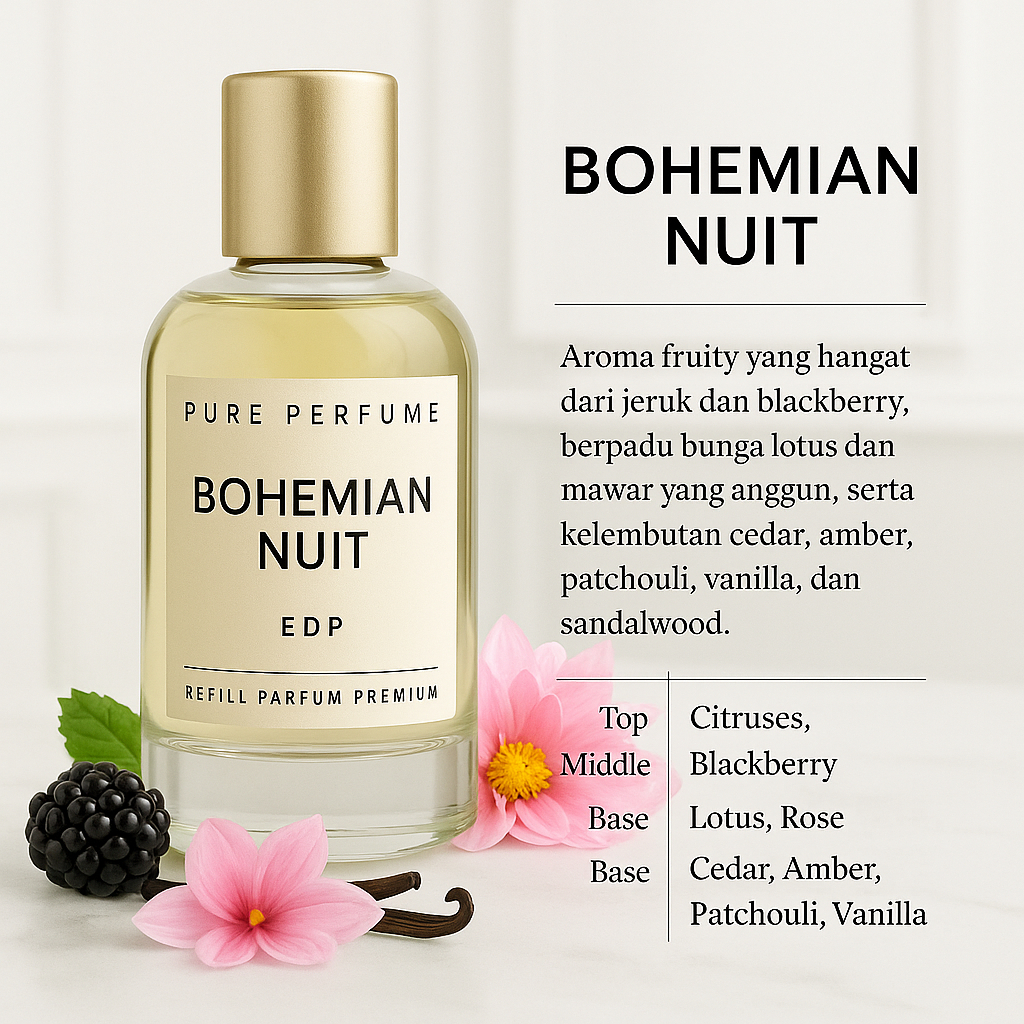 BOHEMIAN NUIT BY PURE PERFUME | REFILL PARFUM PREMIUM WANITA TAHAN LAMA