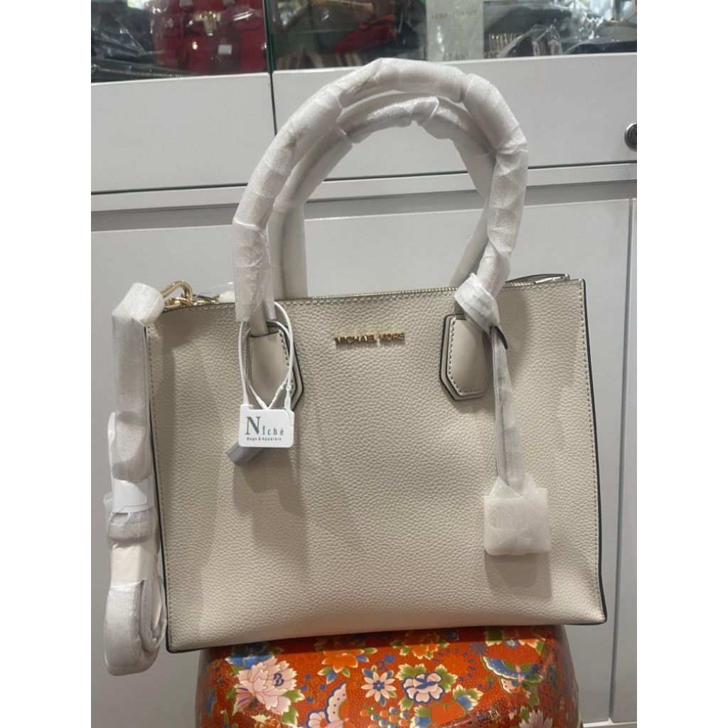 (Original Butik)MK Mercer Large Satchel Light Cream