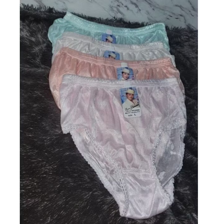 promo 12 pcs/1 lusin celana dalam wanita gilap bahan satin untuk haid