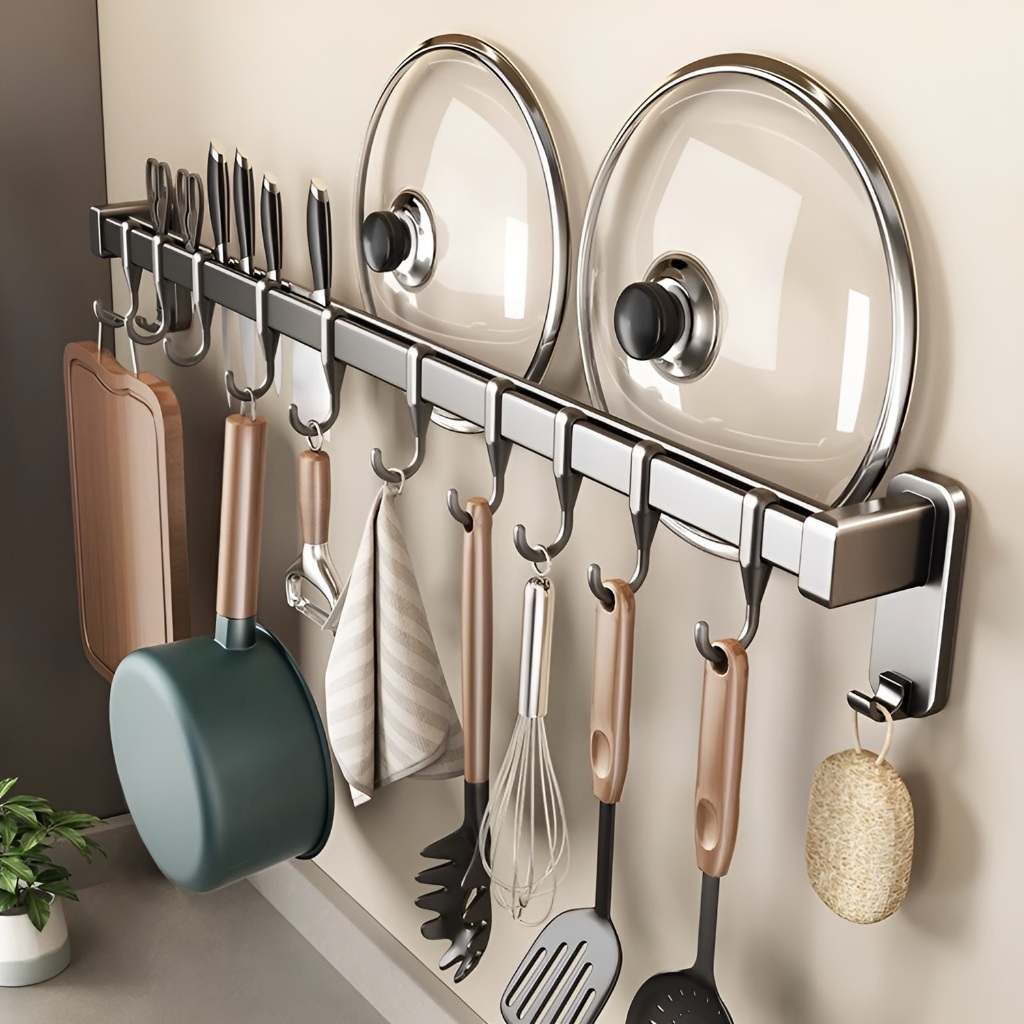 Rak Gantung Dapur Tanpa Bor Rak Penyimpanan Dapur Multifungsi Rak Spatula Dengan Kait Gantung Dindin